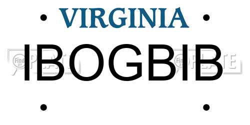 IBOGBIB Virginia License Plate