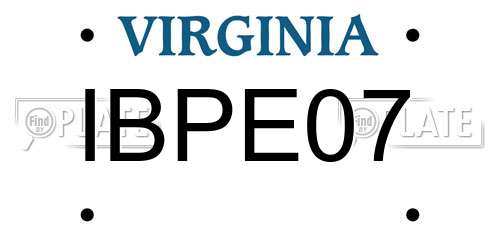 IBPE07 Virginia License Plate