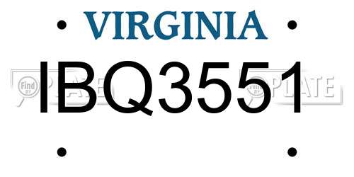 IBQ3551 Virginia License Plate