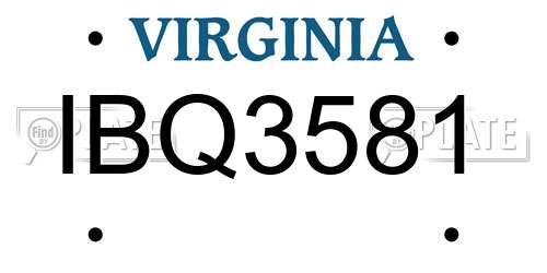 IBQ3581 Virginia License Plate