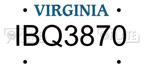 IBQ3870 Virginia License Plate