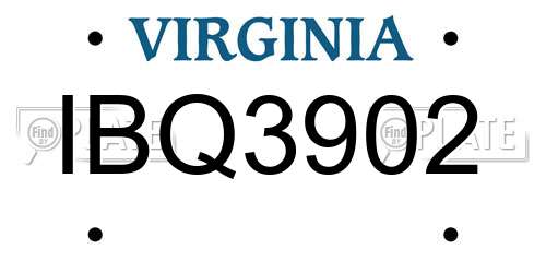 IBQ3902 Virginia License Plate