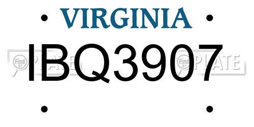 IBQ3907 Virginia License Plate