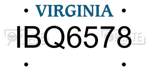 IBQ6578 Virginia License Plate