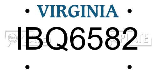 IBQ6582 Virginia License Plate