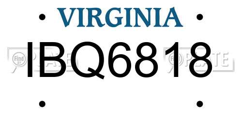 IBQ6818 Virginia License Plate