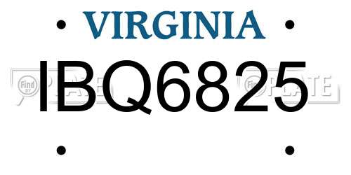 IBQ6825 Virginia License Plate