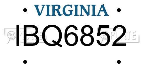 IBQ6852 Virginia License Plate