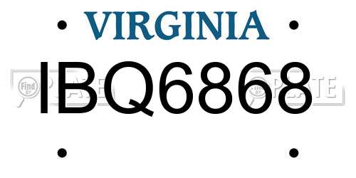 IBQ6868 Virginia License Plate