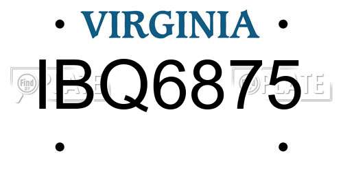 IBQ6875 Virginia License Plate