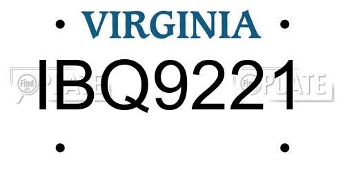 IBQ9221 Virginia License Plate