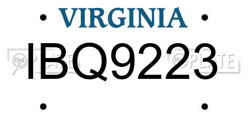 IBQ9223 Virginia License Plate