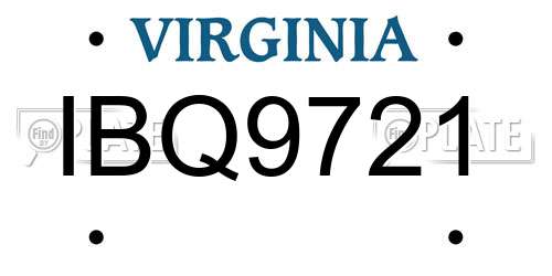 IBQ9721 Virginia License Plate