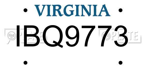 IBQ9773 Virginia License Plate