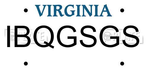 IBQGSGS Virginia License Plate