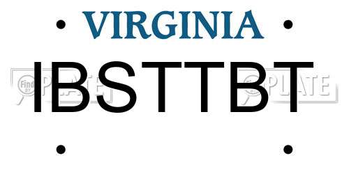 IBSTTBT Virginia License Plate