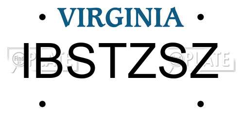 IBSTZSZ Virginia License Plate