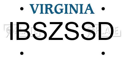 IBSZSSD Virginia License Plate