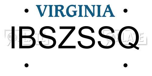 IBSZSSQ Virginia License Plate