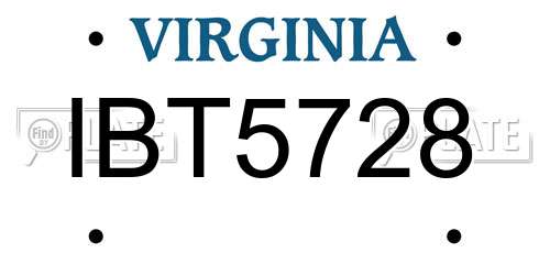IBT5728 Virginia License Plate