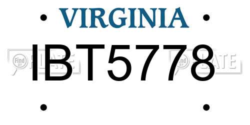 IBT5778 Virginia License Plate