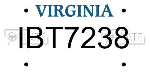 IBT7238 Virginia License Plate