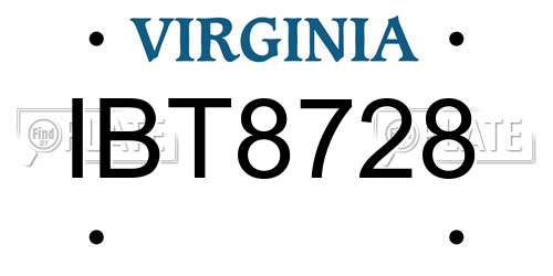 IBT8728 Virginia License Plate