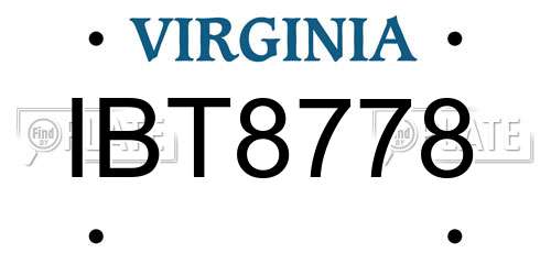 IBT8778 Virginia License Plate