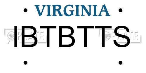 IBTBTTS Virginia License Plate