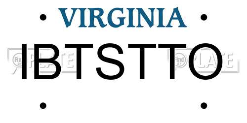 IBTSTTO Virginia License Plate