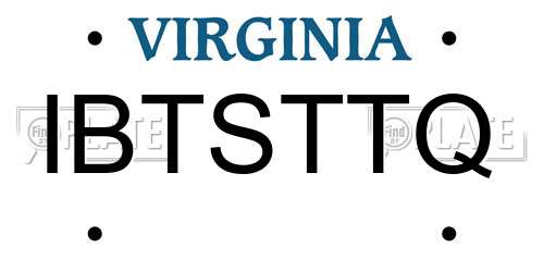 IBTSTTQ Virginia License Plate