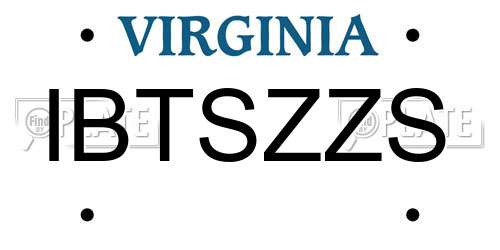 IBTSZZS Virginia License Plate