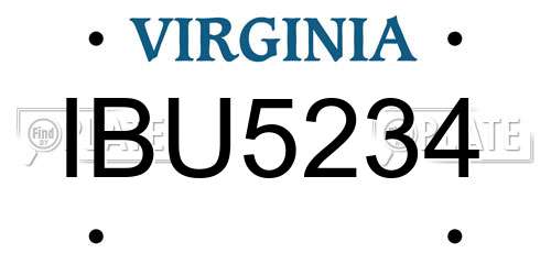 IBU5234 Virginia License Plate