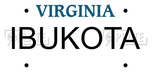 IBUKOTA Virginia License Plate