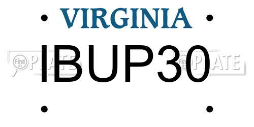 IBUP30 Virginia License Plate