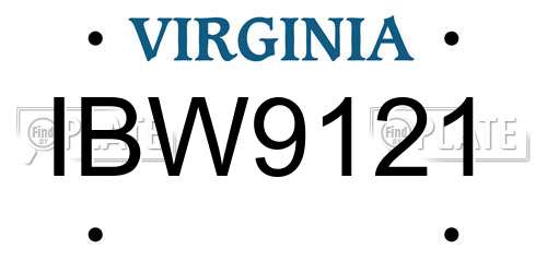 IBW9121 Virginia License Plate