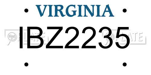 IBZ2235 Virginia License Plate
