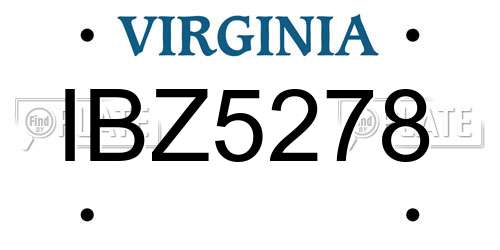 IBZ5278 Virginia License Plate