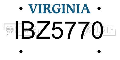 IBZ5770 Virginia License Plate
