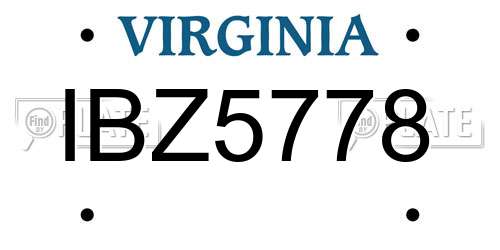 IBZ5778 Virginia License Plate