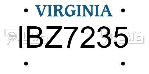 IBZ7235 Virginia License Plate