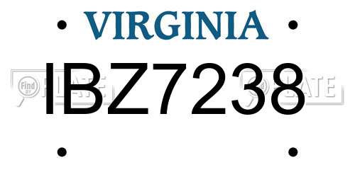 IBZ7238 Virginia License Plate