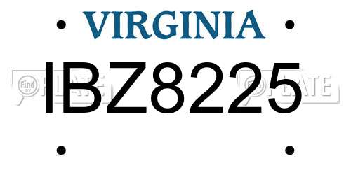 IBZ8225 Virginia License Plate