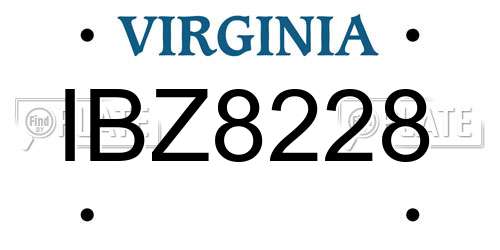 IBZ8228 Virginia License Plate
