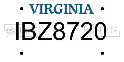 IBZ8720 Virginia License Plate