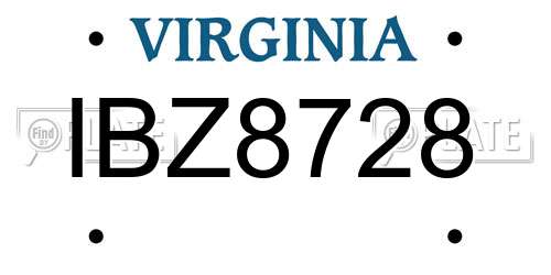 IBZ8728 Virginia License Plate