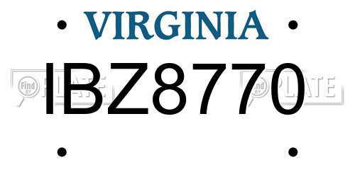 IBZ8770 Virginia License Plate