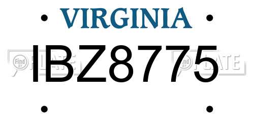 IBZ8775 Virginia License Plate