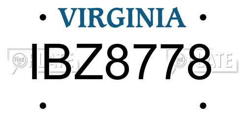 IBZ8778 Virginia License Plate