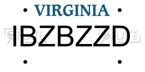 IBZBZZD Virginia License Plate